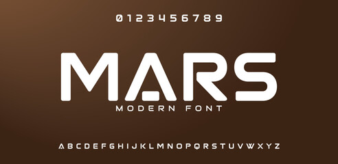 MARS Abstract digital modern alphabet font. Logo creative font, type, technology, movie, digital, music, movie. Font and illustration in vector format.