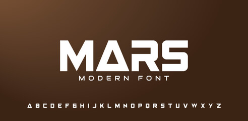 MARS Abstract digital modern alphabet font. Logo creative font, type, technology, movie, digital, music, movie. Font and illustration in vector format.