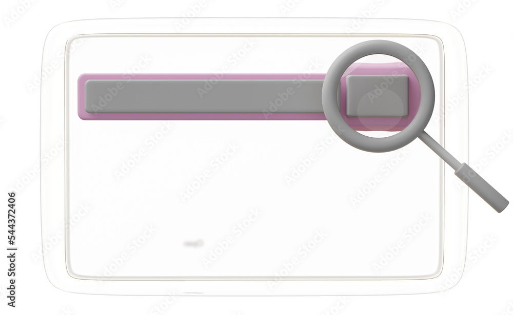 Aufkleber tablet with blank search bar, magnifying glass isolated. minimal web search engine or web browsing c