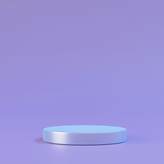3d rendered illustration with geometric veolet cylinder pedestal podium platform for cosmetic product presentation. Mock up design empty space. Abstract composition in background modern style