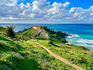 Hiking path in Malta during winter time