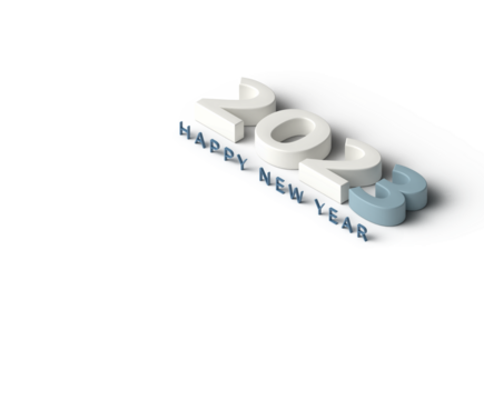3D Text, Happy New Year 2023 isolated on white background, 3D Rendering.