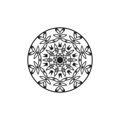 Creative black round mandala vector icon on white background
