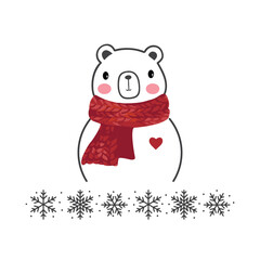 Cartoon christmas bear vector, icon, illustration.