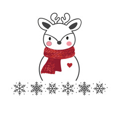 Cartoon christmas deer vector, icon, illustration.