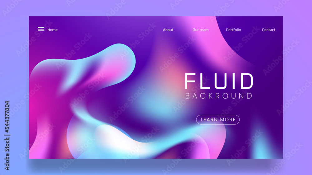 Aufkleber liquid color background landing page design. fluid gradient shapes composition
