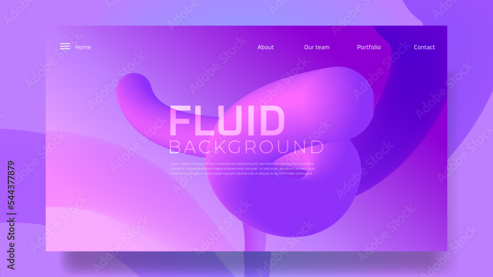 Aufkleber liquid color background landing page design. fluid gradient shapes composition