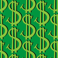 Seamless pattern of the symbols of dollar currency.