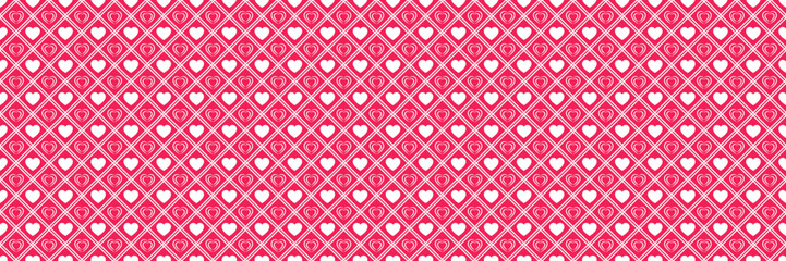 Pink love hearts seamless pattern. St. Valentine's Day background. Romantic repeated texture for greeting cards, invitation and holiday design, clothes prints, wrapping paper. Vector illustration.
