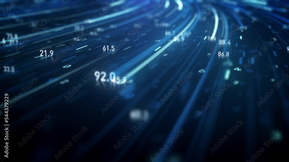 Poster big data digital business hitech background/ 4k animation of an abstract wallpaper big data business