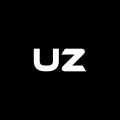 UZ letter logo design with black background in illustrator, vector logo modern alphabet font overlap style. calligraphy designs for logo, Poster, Invitation, etc.