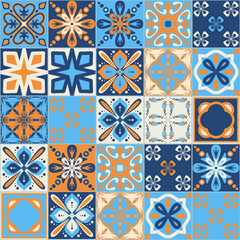 Square ceramic tile design vector illustration, seamless pattern decorative background