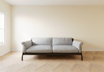 Light sofa in the interior, with free space on the wall. 3d rendering
