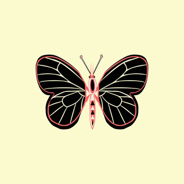 illustration of a butterfly. Minimal silhouette butterfly logo on a background