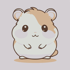 Cute adorable hamster. Cartoon illustration of happy adorable animal. Isolated art baby. Fun doodle of a kawaii animal. Cheerful pet. Graphic design of logo animal. Emoticon for kids. Sweet mammal. 