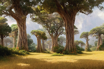 Fototapeta na wymiar Beautiful landscape with cypresses.