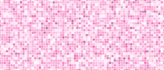 Pink pool mosaic tile seamless pattern. Abstract vector background. Shower or kitchen floor and wall decoration. Bathroom with modern interior design. Texture of tiny squares