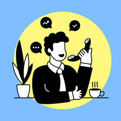 Man calls business partner. Business concept illustration