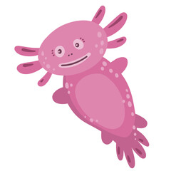 Cute cartoon Mexical pink axolotl