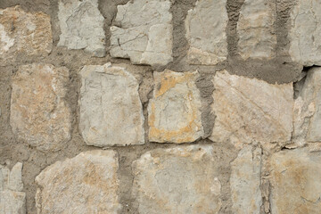 Grey Old Destroyed Brick Wall.