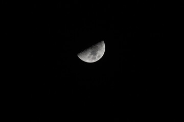  The Moon in the Night  time with Black sky background