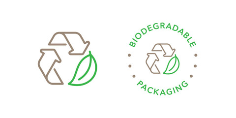 Biodegradable packaging vector icon badge logo