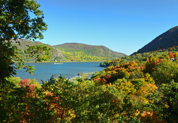 river and mountains in the fall
