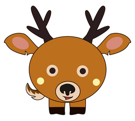 Deer Cute Cartoon Stag Kawaii Reindeer in Flat  Isolated Vector Illustration 