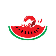 surfing watermelon vector illustration