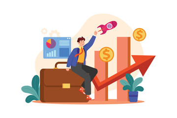 Career Growth Illustration concept on white background