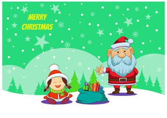  Merry christmas and happy new year. Cute cartoon character illustration for christmas and new year card design