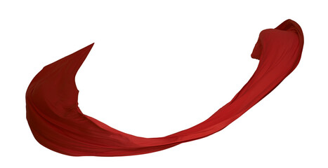 Red silk ribbon fluttering on a white background