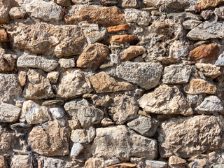 Fragment of the wall of an ancient building made of stones