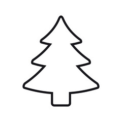 Vector flat outline spruce tree isolated on white background