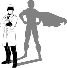 Doctor PPE Mask Silhouette Super Hero Shadow