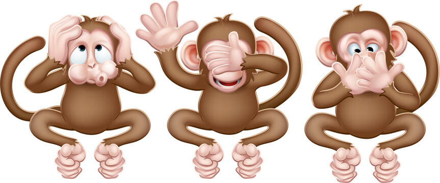 Monkeys See Hear Speak No Evil Cartoon Characters