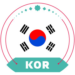 korea republic flag for 2022 world Qatar football cup tournament. isolated National team flag with geometric elements for 2022 soccer or football Vector illustration