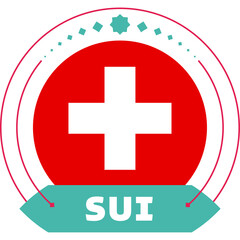 switzerland flag for 2022 world Qatarfootball cup tournament. isolated National team flag with geometric elements for 2022 soccer or football Vector illustration