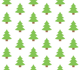 Vector seamless pattern of flat spruce tree isolated on white background