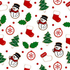 seamless Christmas pattern.Christmas card with Santa Claus and Snow man. Merry Christmas and happy new year card design. Christmas Card design