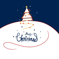 Merry Christmas cute design.Night Christmas card.Design for Christmas card 