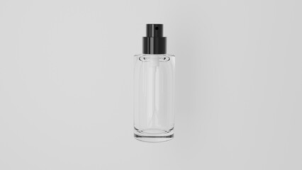 Mock up of realistic glass perfume bottle isolated on white background. Cosmetic concept. 3D render