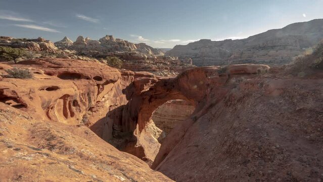 Capitol Reef - Cassidy Arch Time Lapse on sunny spring morning