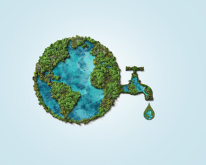 Fototapeta World Water Day Concept. Every Drop Matters. GROUNDWATER - MAKING THE INVISIBLE VISIBLE. Water day 2022 3d concept. World Earth day, environment day, and global warming concept. obraz