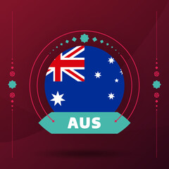 australia flag for 2022 world Qatar football cup tournament. isolated National team flag with geometric elements for 2022 soccer or football Vector illustration