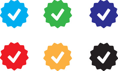 Verified badge tick mark icon, verified and authentic tick mark icon  approve sign 