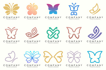 Fototapeta na wymiar set of creative abstract butterfly logo design.