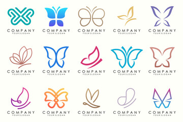 set of creative abstract butterfly logo design.