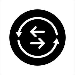 USD symbol circled by two arrows, Money flow, Exchange, Circulation, Vector illustration, on a white background.