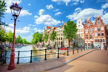 Foto op Aluminium Canal houses of Amsterdam © adisa